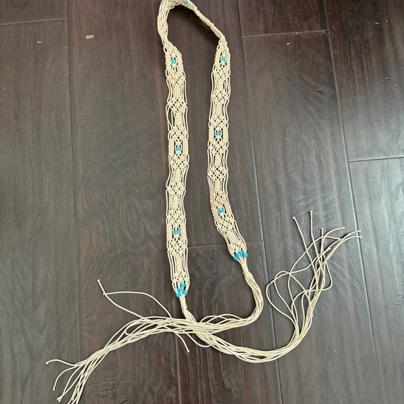 Macrame turquoise Woven Belt boho cottagecore Beachy - Picture 4 of 5